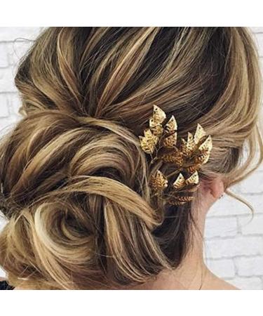Wedding Hairpins With Leaves Gold And Silver Ideal As Hair Accessories For Bridesmaid Women And Girls  - Buy Online on SooperMarket.com