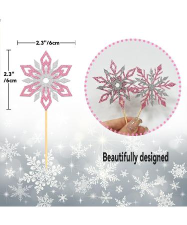 Pack of 24 Glitter Snowflakes Cupcake Toppers (Mix Pink) - Buy Online on SooperMarket.com