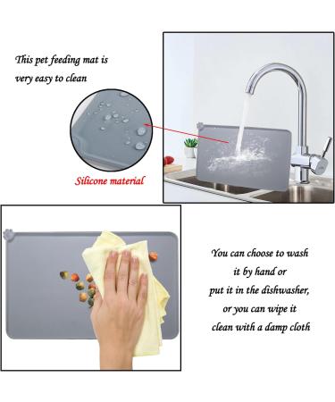 1pcs Gray Pet Feeding Mat (48cm*30cm) Silicone Cat and Dog Feeding Mat Pet Food Mat Pet Bowl Placement Tray Non-slip and Waterproof Suitable for Dogs and Cats - Buy Online on SooperMarket.com