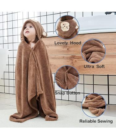 Gneliwm Baby Hooded Bath Towel Swaddle Wrap Blanket Bathrobe Ultra Soft Absorbent Coral Velvet Poncho Shower Towel for Newborn Infant Toddler (Brown Monkey) - Buy Online on SooperMarket.com
