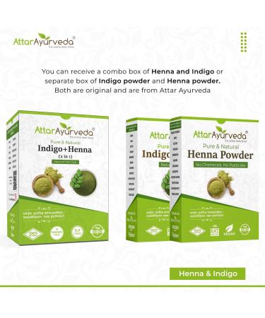Attar Ayurveda Natural Dye for Black Hair - Henna & Indigo Combo Pack (400g) - Herbal Hair Color Solution - Buy Online on SooperMarket.com