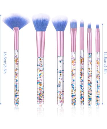 WLLHYF 7 Pack Makeup Brush Set Stylish Glitter Cosmetics Brushes Kit Professional Blending Brush with Crystal Sequins Handle for Eye Shadow Eyeliner Foundation Powder Concealer Blush Lip Women (Blue) - Buy Online on SooperMarket.com