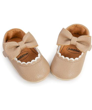 RVROVIC Baby Girl Moccasins | Princess Mary Jane Flat Crib Shoes 0-6 Months | Premium Lightweight Soft Sole Toddler Shoes (Beige) - Buy Online on SooperMarket.com