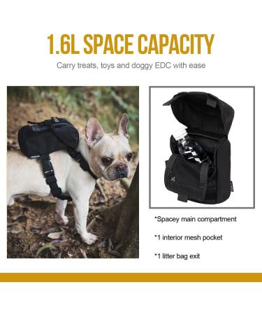 OneTigris Eureka Dog Backpack for Small Dogs - Lightweight Black XS with Poop Bag Dispenser | Ideal for Daily Hiking - International Shipping Available - Buy Online on SooperMarket.com