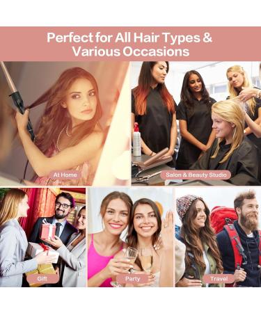DAN Technology 5 in 1 Curling Iron Set - Dual Voltage Hair Curler with 5 Ceramic Barrels 2 Heat Settings & Heat Protective Glove - Adjustable Temperature Rose Gold - Buy Online on SooperMarket.com