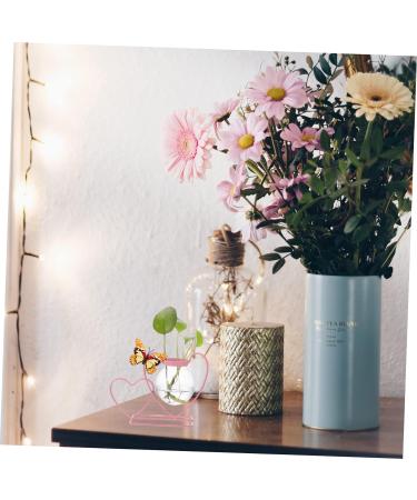 Zerodeko Wrought Iron Hydroponic Flower Pot Plein Air Frames Freesia Greenery Wall Vases for Flowers Green Plant Pot Cactus Plant Terrarium Glass Desktop Office Decorations Pink Pink 20.5X8CM - Buy Online on SooperMarket.com