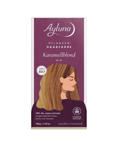 Ayluna plant hair color 30 caramel blonde vegan hair color with henna Indian Krapp Fenugreek & Chamomile for a long -lasting color shine & volume ammonia -free 100% gray hair cover 100g caramel blonde 30 100 g (1 Pack)