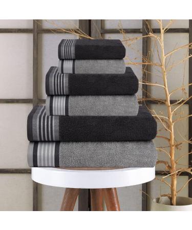 Casa Copenhagen 550 GSM 6-Piece Towel Set - Super Soft Egyptian Cotton - Granite Grey & Mirage Grey - for Bathroom, Kitchen & Shower - Buy Online on SooperMarket.com