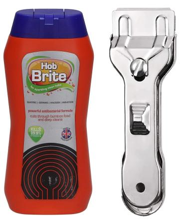 Hob Brite Original Powerful Formula | Ceramic Electric Halogen and Induction Hob Cream Cleaner 300ml & Heavy Duty Cleaninig Tool
