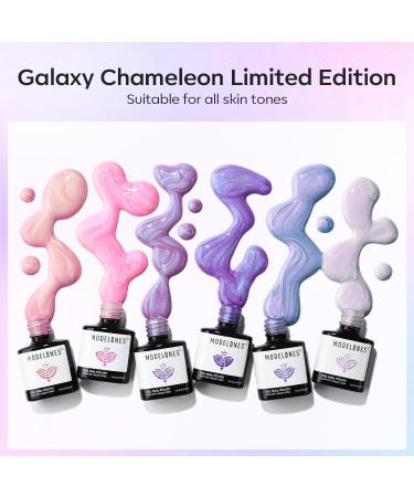 Modelones Gel Nail Polish 6 Colors Shimmer Pearl White Pink Purple Mermaid Nail Drawing Glitter Gel Polish Soak Off Led Summer Nail Gel Swirl Shell Thread Effect DIY Mani Gift with Dotting Pen Pearl Purple - Buy Online on SooperMarket.com