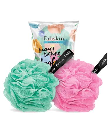 Luxury Bathing Round Loofah for Men and Women (Aqua and Pink)