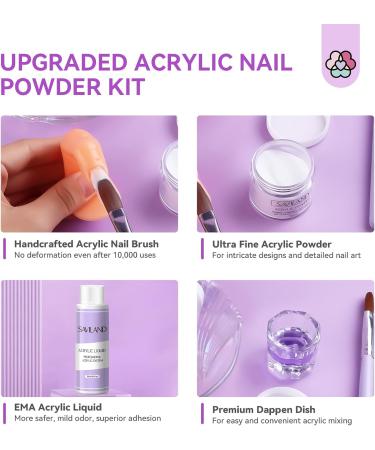Saviland Acrylic Nail Kit for Beginners - 3 Colors Powder & Liquid Set with Nail Brush & Tools - DIY Nail Extension & Manicure Gift - 02 with Practice Fingers - Buy Online on SooperMarket.com