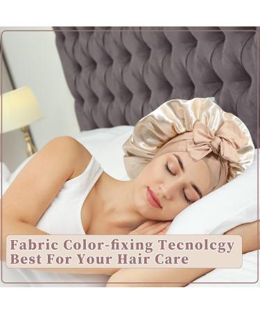 Welrog Satin Hair Hood for Women - Double-Sided Silk Bonnet for Sleeping & Hair Protection - Coffee/Beige Color - Buy Online on SooperMarket.com