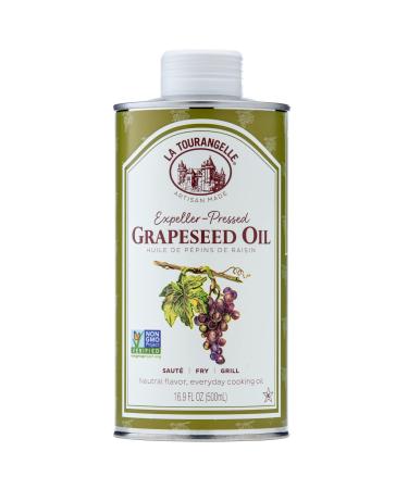 La Tourangelle, Expeller-Pressed Grapeseed Oil, High Heat Neutral Cooking Oil, Cast Iron Seasoning, Also Great for Skin, Hair, and DIY Beauty Recipes, 16.9 fl oz Grapeseed Oil 16.9 Fl Oz (Pack of 1)