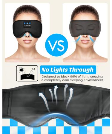 Sleep Mask with Bluetooth Earphones Sleep Headphones Bluetooth Blackout Wireless Eye Mask & Blindfold for Night's Sleep Travel Nap Office Cool Tech Gadgets for Women's Day Gift Headphones Bluetooth Wireless Ice Silk Lining - Black - Buy Online on SooperMarket.com