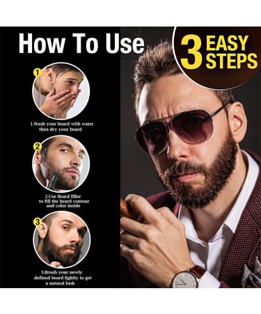 kawehiop Men Beard Filler Powder Long Lasting Hair Shape Patches Coloring Coverage Makeup Business Pen Thickening Dye Paint Dark Brown - Buy Online on SooperMarket.com