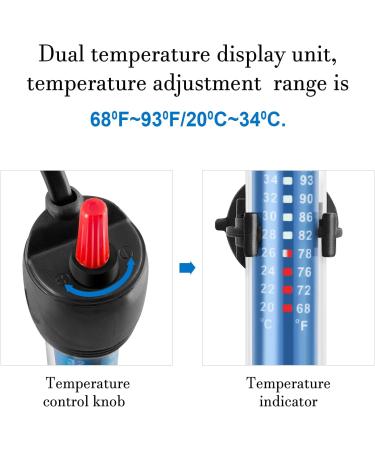 PYPABL Aquarium Heater Submersible Glass Heater 50W for 15-55L Fish and Turtle Tank - Buy Online on SooperMarket.com