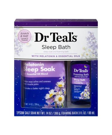 Dr Teal's Melatonin Sleep Soak Epsom Salt Solution and Foaming Bath Gift Set