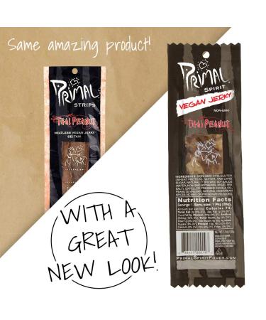 Primal Spirit Vegan Jerky - Classic Thai Peanut Flavor, 10g Plant-Based Protein, Non-GMO, 24-Pack - Buy Online on SooperMarket.com