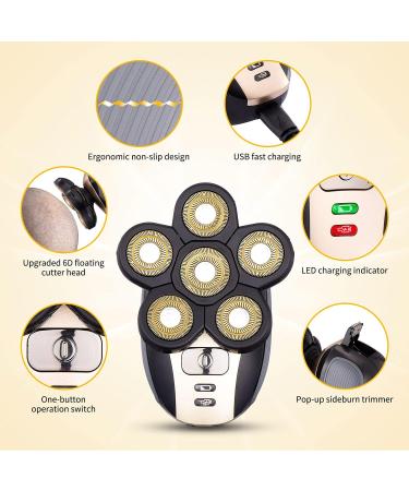 Shop Upgraded 5-in-1 Head Shaver for Men | Cordless Electric Razor & Grooming Kit - Waterproof Gold - Buy Online on SooperMarket.com