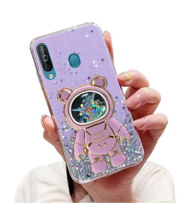 Tivenfezk Nadoli for Huawei P30 Lite Treibsand B r Astronaut Hidden Stand Shell caricature glitter astronaut stand soft silicone bling cell phone case.