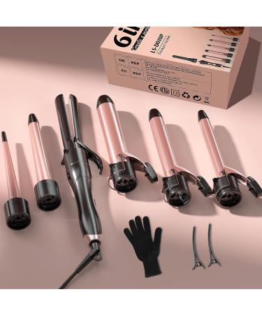 6 in 1 Wand Curling Iron Set with Flat Iron Hair Straightener - Professional Dual Voltage Hair Styling Hot Tools in Red - Buy Online on SooperMarket.com