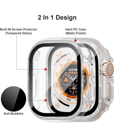 BHARVEST 3-Pack Case for Apple Watch Ultra 49mm with Tempered Glass Screen Protector | Starlight, Rose Gold, Clear | Scratch Resistant Hard PC Cover | Ultra Accessories - Buy Online on SooperMarket.com