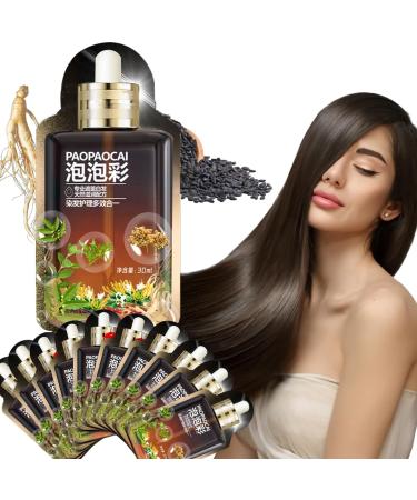 KXC Plant Based Hair Dye Shampoo 10 packs/Box 30ml each Chestnut Brown Plant Extract Non-damage Hair Dye Cream Korean Hair Dye Suitable for Chestnut Brown Hair