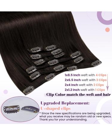 Buy Laavoo Real Hair Clip-In Extensions - Dark Brown 45cm 105g | 7PCS Double Drawn #2 - Buy Online on SooperMarket.com