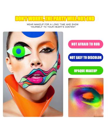 Neon Pigment Eyeshadow Powder - 6 UV Glow Colors for Bold Makeup | FindinBeauty Christmas Face & Body Art - Buy Online on SooperMarket.com