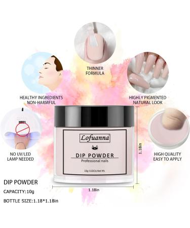 Lofuanna Dip Powder Nail Starter Kit - Glitter Set | 9Pcs Dip Powder Set for DIY French Nail Art Manicure | Base Top Coat Activator Included | No UV/LED Needed | Beginners Friendly - Buy Online on SooperMarket.com