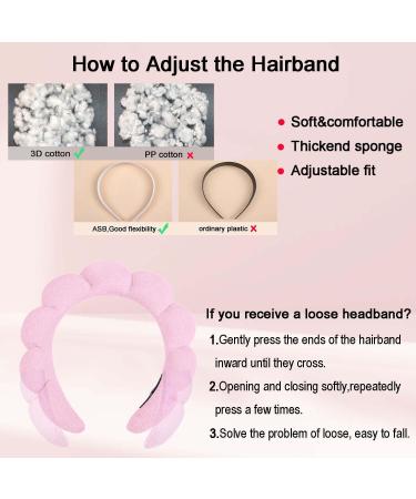 Spa Headband Set | Terry Cloth Headband for Women | Bubble Skincare Headbands | Face Wash Wristbands | Soft Puffy | Pink+Orange - Buy Online on SooperMarket.com