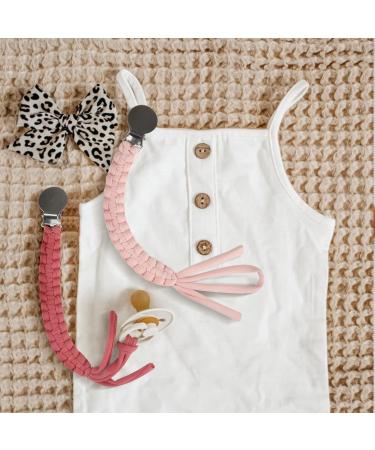 Kowlone Pacifier Clip for Baby Boys Girls Braided Pacifier Straps Binky Clips Chain Leash Holder Handmade Baby Shower Birthday Christmas 2 Pack(Pink Bean Paste Red) A: Pink Bean Paste Red - Buy Online on SooperMarket.com