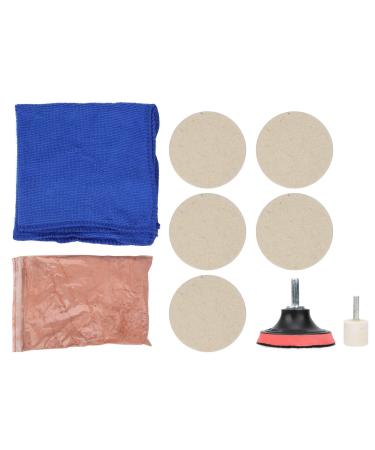 TEUOPIOE Car Windscreen Glass Scratch Remover Cerium Oxide Powder Polishing Kit Wheels Set Polish Pads
