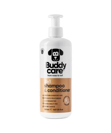 BuddyCare 2in1 Shampoo & Conditioner practical dog shampoo and conditioner in one - with aloe vera and pro -vitamin B5 (500ml) 2in1 shampoo and conditioner 500ml