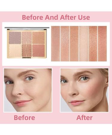 NewBang 6-Color Blush Highlighter Makeup Palette - Matte, Shimmer & Metallic Finish for Contouring, Blushing & Highlighting - Long Lasting & Waterproof Formula for a Natural Sparkle - Women's Face Blusher - Buy Online on SooperMarket.com