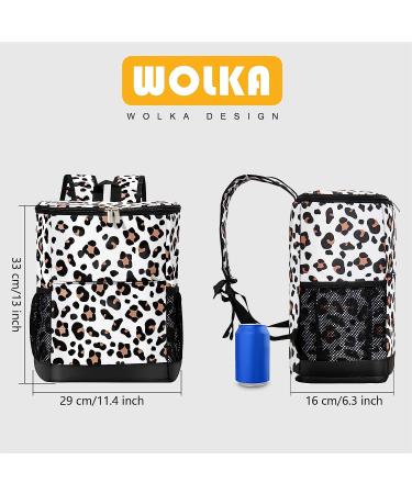 Wolka 35 Can Backpack Cooler - Insulated, Leak Proof, Waterproof, Lightweight - Ideal for Beach, Camping, Hiking - Snow Leopard Design - Great Gift for Men and Women - Buy Online on SooperMarket.com