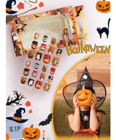 SEO Optimized Meta Title: "Halloween Press on False Nails for Kids - 96 pcs | Full Cover Fake Nails with Adhesive Tabs for Holiday Nail Art Decoration - Buy Online on SooperMarket.com