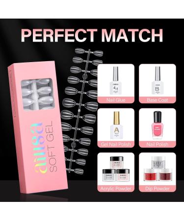 360PCS AILLSA Short Almond Nail Tips - Half Matte Soft Gel False Nails for DIY Press On Extensions - Clear Acrylic Gelly Tips - Valentine's Day Gift - 12 Sizes - Buy Online on SooperMarket.com