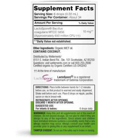 Wellements Organic Probiotic Drops for Baby Digestive & Immune Support | 0.25 Fl Oz 141188 | Dye-Free, Paraben-Free, Preservative-Free | Infants & Toddlers - Buy Online on SooperMarket.com