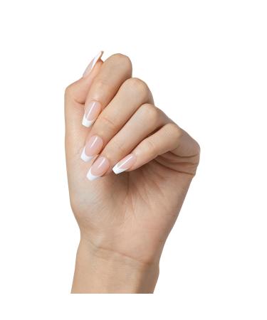 KISS imPRESS No Glue Press-On Nails - French Manicure Light Neutral & White Tips Medium Coffin Shape 30 Nails + Accessories - Buy Online on SooperMarket.com