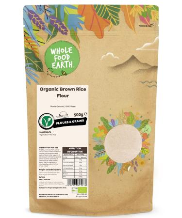 Wholefood Earth Organic Brown Rice Flour 500g | Stone Ground | GMO Free | Certified Organic