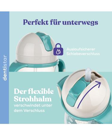 DentiStar Strohhalmbecher 260 ml - Baby Bottle with Dynamic Straw for 6 Months+ | Anti-Slip Design & Cleaning Brush | BPA Free Mint - International Shipping Available - Buy Online on SooperMarket.com