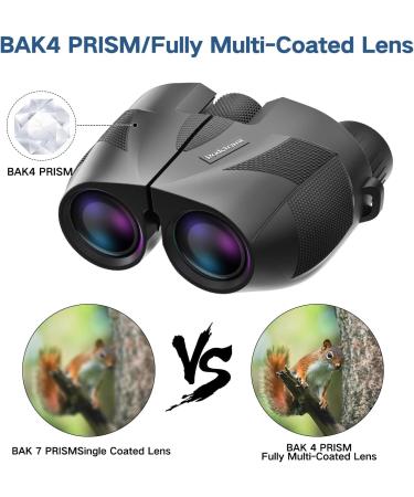 Compact 15x25 Waterproof Binoculars for Adults and Kids - Low Light Vision, Easy Focus - Ideal for Bird Watching - Black - Buy Online on SooperMarket.com