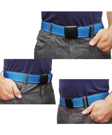 LionVII Men's Adjustable Breathable Belt with Plastic Buckle - Blue, Trim-to-Fit, 27-46 - Buy Online on SooperMarket.com