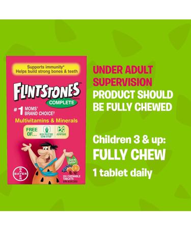 FLINTSTONES Complete Chewable Multivitamin for Kids Aspartame-Free with Vitamin A C6 B12 C D e & Calcium 150 count 150 count (Pack of 1) - Buy Online on SooperMarket.com