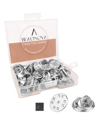 BEADNOVA 50PCS Butterfly Clutch Metal Pin Backs Pin Backings for Lapel Pins Pin Clips (Silver  50 pcs)