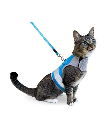 CAT SCHOOL Cat Harness and Leash Set for Outdoor Walks Training and Travel - Secure Soft Comfortable Cat Vest Harness with 10' Long Cat Leash - Easy to Use with Step-by-Step Instructions S/M