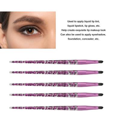 5pcs Lip & Eye Makeup Brush Set - Glitter Long Handle Professional Lip Brush Soft Hair Applicators for Lipstick & Eyeshadow - Buy Online on SooperMarket.com
