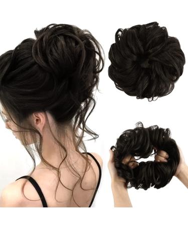 Vlasy Messy Bun Hair Piece for Women Curly Wavy Hair Scrunchies Bun Extensions Hairpieces Synthetic Hair Chignons Accessories Updo for Girls(2# 60g) 60g 2#